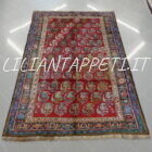 tappeto persiano antico gashgai fondo rosso con i botteh senza il medaglione 237x154 cm