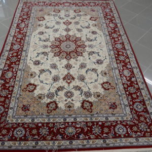 tappeto isfahan fondo avorio misto seta da salotto