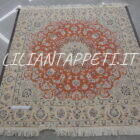 tappeto Nain 9 Fili quadrato fondo salmone da salotto 201x197 cm