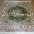 tappeto nain quadrato fondo verde misto seta 208x202 cm