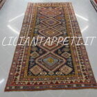 antico tappeto caucasico kuba lana su lana fondo blu ultimo quarto 800- 310x160 cm