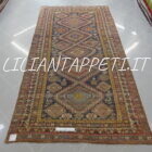 antico tappeto caucasico kuba lana su lana fondo blu ultimo quarto 800- 310x160 cm