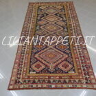 antico tappeto caucasico kuba lana su lana fondo blu ultimo quarto 800- 310x160 cm