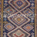 antico tappeto caucasico kuba lana su lana fondo blu ultimo quarto 800- 310x160 cm