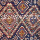 antico tappeto caucasico kuba lana su lana fondo blu ultimo quarto 800- 310x160 cm