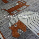 antico tappeto persiano gabbeh gashgai 199x137 cm con i leoni stilizzati sul campo in lana