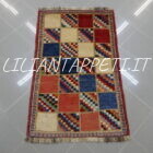vecchio piccolo gabbeh gashghai Persia multicolore a formelle 132x82 cm