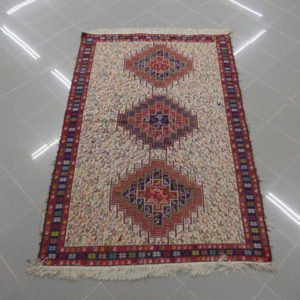 tappeto kilim sumakh shahsavan fondo avorio con tre medaglioni