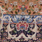 tappeto persiano kum extrafine fondo blu e salmone misto seta 213x139 cm