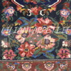 antico tappeto passatoia bakhtiari bibibaf a fiori su fondo blu molto lunga 370x106 cm