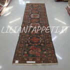 antico tappeto passatoia bakhtiari bibibaf a fiori su fondo blu molto lunga 370x106 cm