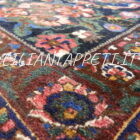 antico tappeto passatoia bakhtiari bibibaf a fiori su fondo blu molto lunga 370x106 cm