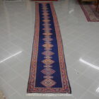 tappeto passatoia lunga persiana senneh fondo blu lana su cotone 520x79 cm