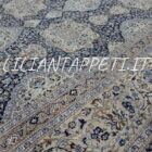 antico tappeto persiano nain habibian autentico grande fondo blu con lana e seta 380x280 cm