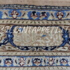 antico tappeto persiano nain habibian autentico grande fondo blu con lana e seta 380x280 cm