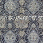 antico tappeto persiano nain habibian autentico grande fondo blu con lana e seta 380x280 cm