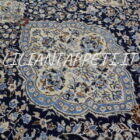 antico tappeto persiano nain habibian autentico grande fondo blu con lana e seta 380x280 cm