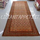 tappeto persiano Farahan antico fine XIX secolo lana su cotone colori naturali 500x186 cm fondo albicocca-avorio