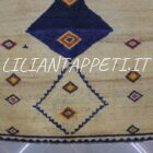 Antico gabbeh gashgai color beige con tre losanghe di cui una blu lana su lana 180x121 cm