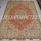 tappeto persiano tabriz 60 raj da salotto color rosa salmone e beige 360x253 cm