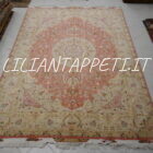 tappeto persiano tabriz 60 raj da salotto color rosa salmone e beige 360x253 cm