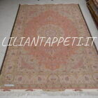 tappeto persiano tabriz 60 raj da salotto color rosa salmone e beige 360x253 cm