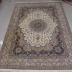 tappeto grande nain 6 fili color avorio grigio blu firmato
