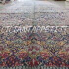 tappeto persiano Kirman grande Kelley lana su cotone 590x193 cm -primi XX secolo