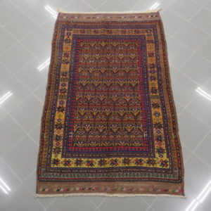 antico tappeto curdo con boteh a tutto campo