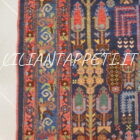 tappeto persiano curdo antico fondo blu con albero della vita stilizzata lana su cotone 183x135 cm