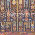 tappeto persiano curdo antico fondo blu con albero della vita stilizzata lana su cotone 183x135 cm