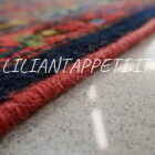 tappeto persiano curdo antico fondo blu con albero della vita stilizzata lana su cotone 183x135 cm