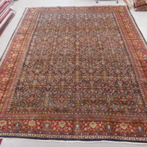 grandissimo tappeto antico Mahal senza il medaglione sul fondo blu