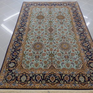 tappeto persiano Isfahan fondo verde mare