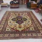 antico tappeto persiano kirman grande fondo avorio