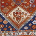 tappeto persiano gashgai antico fondo arancio tutto lana 233x161 cm
