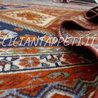 tappeto persiano gashgai antico fondo arancio tutto lana 233x161 cm