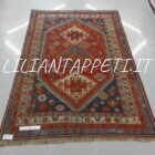 tappeto persiano gashgai antico fondo arancio tutto lana 233x161 cm