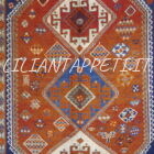 tappeto persiano gashgai antico fondo arancio tutto lana 233x161 cm