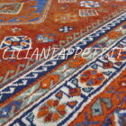 tappeto persiano gashgai antico fondo arancio tutto lana 233x161 cm