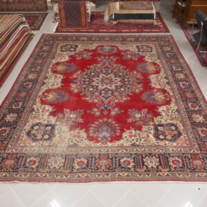 Tappeto persiano tabriz vintage grande fondo rosso