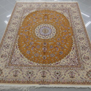 tappeto persiano isfahan misto seta da salotto colr salmone 250x200