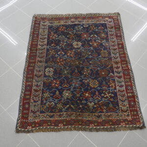 antico piccolo tappeto persiano afshari fondo blu
