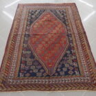antico tappeto persiano afshari fondo rosso blu