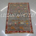 tappeto persiano gabbeh gashgai color grigio in lana 163x114 cm