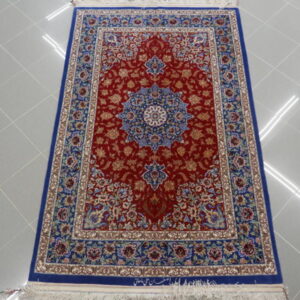 tappeto persiano isfahan misto seta extrafine da salotto rosso blu