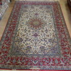 tappeto persiano isfahan misto seta extrafine da salotto fondo avorio