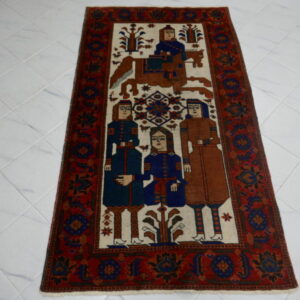 antico tappeto figurativo persiano ferdous khorasan baluci