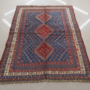 antico tappeto persiano lori fondo blu e rosso