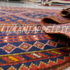 tappeto persiano lori antico fondo blu tutto lana 240x140 cm
